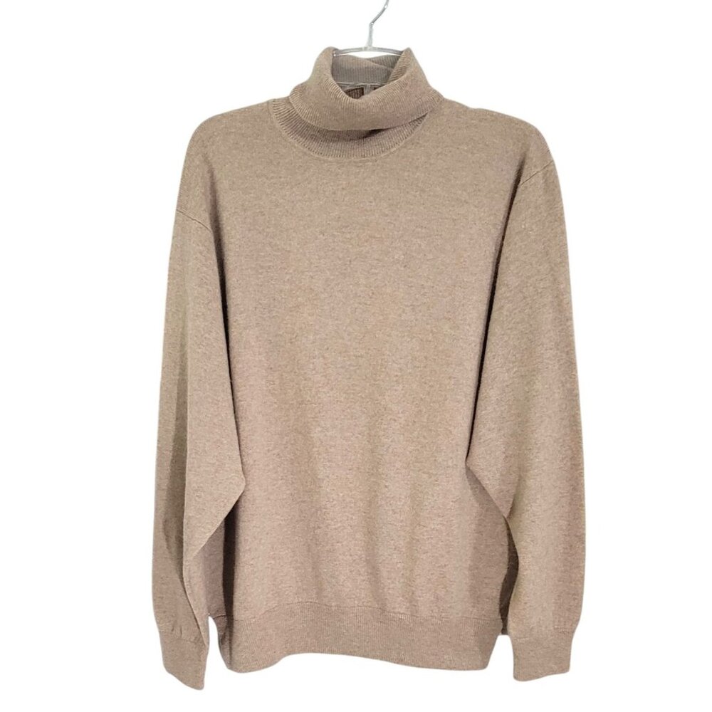 Peter Millar Tan Pullover Turtleneck Cashmere Sweater Long Sleeve Knitted